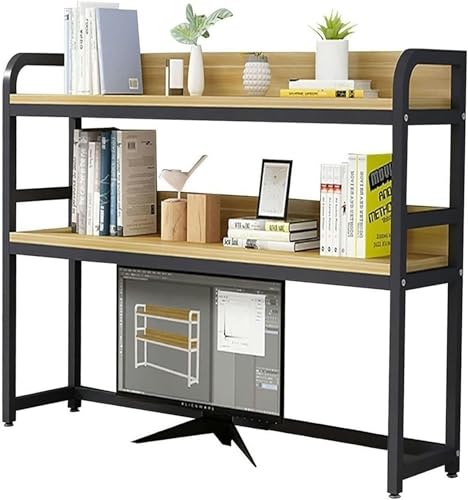 2-stufiges, verstellbares Schreibtisch-Organizer-Rack – Mehrzweck-Bücherregal für die Arbeitsplatte, Schreibtisch-Bücherregal für Computertische, Industrieregal, modernes Aufbewahrungsregal (D, 75 x von MESCXTY