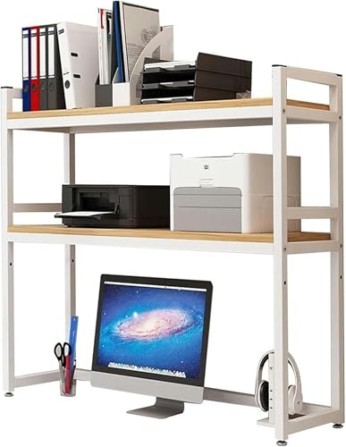 2-stufiges Aufsatz-Bücherregal – Schreibtisch für Computertisch, verstellbares Schreibtisch-Organizer-Rack, Mehrzweck-Aufbewahrungsregal, einfaches, verbreiterbares Bücherregal (B, 95 x 32 x 90 von MESCXTY