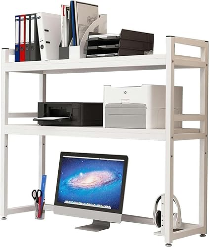 2-stufiges Aufsatz-Bücherregal – Schreibtisch für Computertisch, verstellbares Schreibtisch-Organizer-Rack, Mehrzweck-Aufbewahrungsregal, einfaches, verbreiterbares Bücherregal (B, 95 x 32 x 90 von MESCXTY