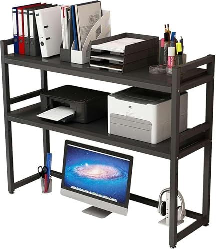 2-stufiges Aufsatz-Bücherregal – Schreibtisch für Computertisch, verstellbares Schreibtisch-Organizer-Rack, Mehrzweck-Aufbewahrungsregal, einfaches, verbreiterbares Bücherregal (B, 95 x 32 x 90 von MESCXTY