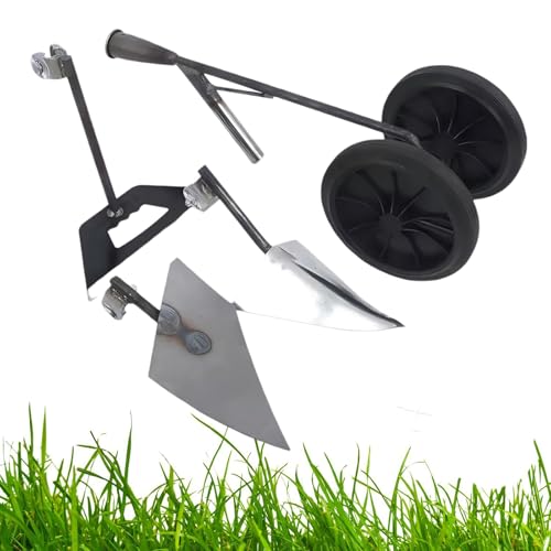3 in 1 Doppelrad Power Push Hacke Pflug Manganstahl Gartenwerkzeug Set zum Jäten, Graben, Pflanzen - Multifunktionaler Handkultivator mit Exzenter & Hohlhacken von MESCXTY