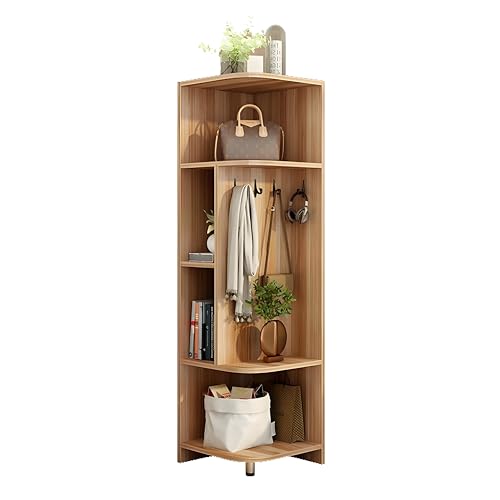 3-in-1-Eckbücherregal, multifunktionales Lagerregal mit Hängeregal, minimalistisches Display für kleine Wohnungen, Schlafzimmer, Eingangsbereich (Eiche) von MESCXTY