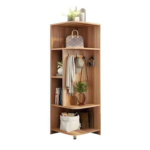 3-in-1-Eckbücherregal, multifunktionales Lagerregal mit Hängeregal, minimalistisches Display für kleine Wohnungen, Schlafzimmer, Eingangsbereich (Eiche) von MESCXTY