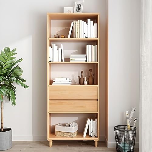 67" H Modernes Bücherregal mit offener Rückseite, Bücherregal für Home Office, Schlafzimmer, Massivholz, mehrschichtig, vom Boden bis zur Decke, Arbeitszimmer, mehrere Kombinationsregale, Natur, 23,5 von MESCXTY