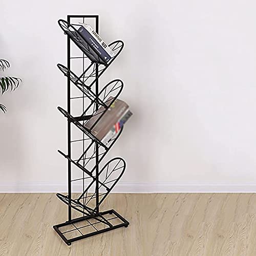8-stöckiges Baum-Bücherregal, freistehendes Bücherregal aus Metall, minimalistischer Bücherhalter für Zeitschriftenalben, Bodenaufbewahrung, Ausstellungsregal, Büro- und Heimdekoration, Grün A, 10 x von MESCXTY
