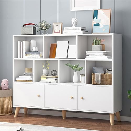 9,5 Zoll B, geschlossenes Bücherregal mit Aufbewahrung, Bücherregal aus Holz mit Regalen und Türen, Landung, Beine aus Massivholz, multifunktionales Regal, Studentenschrank, weiß, 47,2 Zoll L x 9,4 Z 9,5 Zoll B, geschlossenes Bücherregal mit Aufbewahrung, Bücherregal aus Holz mit Regalen und Türen, Landung, Beine aus Massivholz, multifunktionales Regal, Studentenschrank, weiß, 47,2 Zoll L x 9,4 Z von MESCXTY