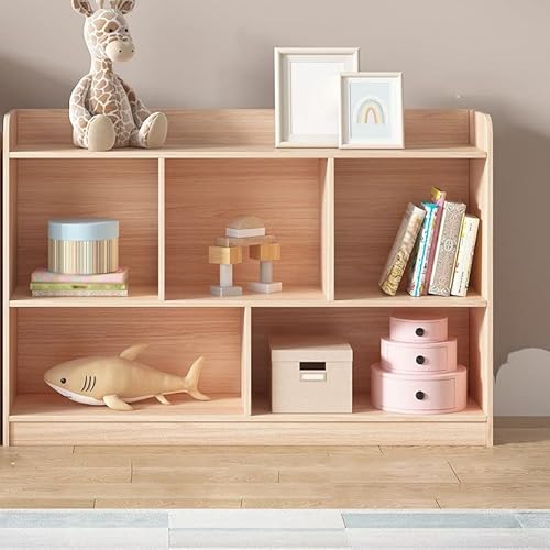 Aufbewahrung für Kinder zu Hause, Bücherregal für Puppenhäuser und Spielzeug-Organizer, bodenstehendes Bücherregal aus Massivholz für Kinderzimmer, Spielzimmer, Heimunterricht, natürliche Farbe, 119, von MESCXTY