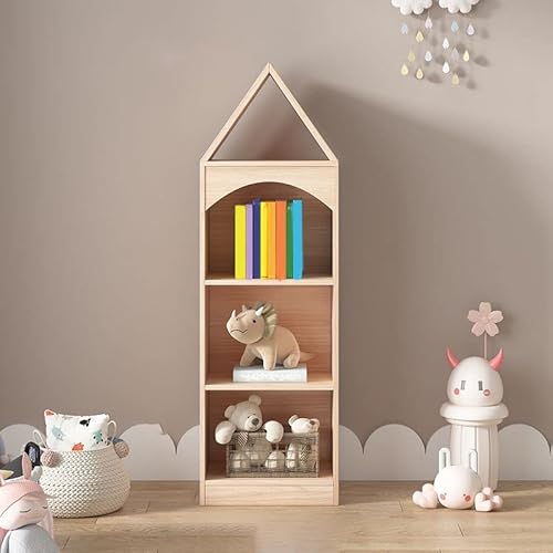 Aufbewahrung für Kinder zu Hause, Bücherregal für Puppenhäuser und Spielzeug-Organizer, bodenstehendes Bücherregal aus Massivholz für Kinderzimmer, Spielzimmer, Heimunterricht, natürliche Farbe – 40, von MESCXTY