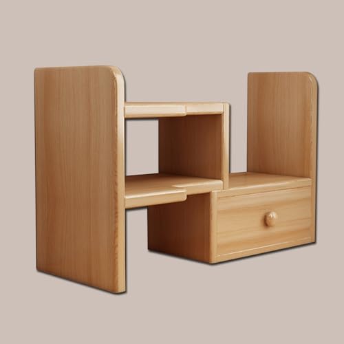 Ausziehbares Schreibtisch-Bücherregal, 3-stöckiger Eckschreibtisch mit Schrank, kleines Mehrzweck-Organizer-Regal aus Holz für Büro, Arbeitszimmer (Natur) von MESCXTY