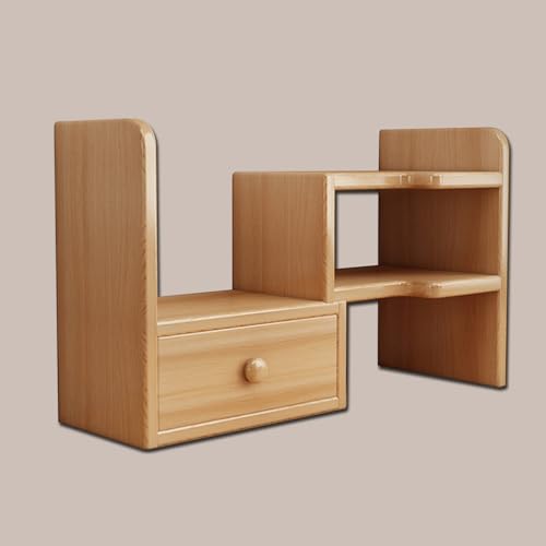 Ausziehbares Schreibtisch-Bücherregal, 3-stöckiger Eckschreibtisch mit Schrank, kleines Mehrzweck-Organizer-Regal aus Holz für Büro, Arbeitszimmer (Natur) von MESCXTY