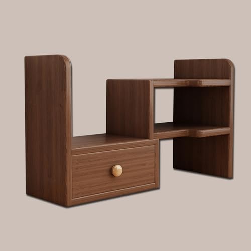 Ausziehbares Schreibtisch-Bücherregal, 3-stöckiger Eckschreibtisch mit Schrank, kleines Mehrzweck-Organizer-Regal aus Holz für Büro, Arbeitszimmer (Walnuss) von MESCXTY