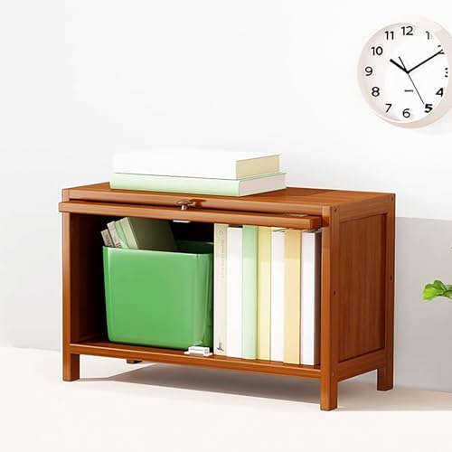 Bambus-Bücherregal mit Rattan-Türen, modernes, bodenstehendes Bücherregal, rechteckiges, hohes Bücherregal, Aufbewahrungsschrank für Arbeitszimmer, Wohnzimmer, Büro, Küche, Eingangsbereich (1 Ebene, von MESCXTY