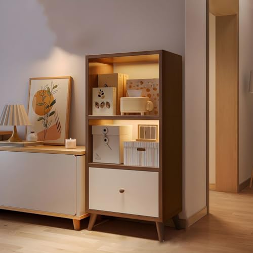 Bücherregal, moderne Vitrine mit Schubladen und geschlossener Rückseite, Aufbewahrungsschrank aus Holz, freistehendes Bücherregal für das Home Office, ohne Türen, Walnuss, 49,5 cm L x 30,5 cm B x 119 von MESCXTY