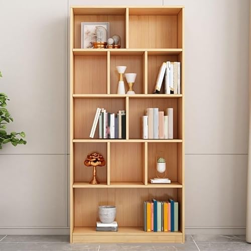 Bücherregal, vertikaler Aufbewahrungswürfel aus natürlichem Kiefernholz, freistehende Vitrine mit 5 Ebenen und geschlossenem Bücherregal mit 11 Würfeln für das Wohnzimmer, 89,9 cm L x 24,1 cm T, 180, Bücherregal, vertikaler Aufbewahrungswürfel aus natürlichem Kiefernholz, freistehende Vitrine mit 5 Ebenen und geschlossenem Bücherregal mit 11 Würfeln für das Wohnzimmer, 89,9 cm L x 24,1 cm T, 180, von MESCXTY