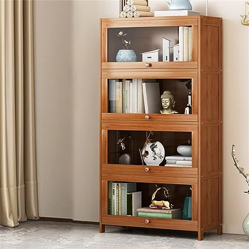 Bücherregal aus Bambus mit geschlossener Rückseite, Standard-Bücherregal, modern, mit Schränken, Regal, vom Boden bis zur Decke, für Büro, Schlafzimmer, Wohnzimmer, mehrschichtige Aufbewahrung, Natur von MESCXTY