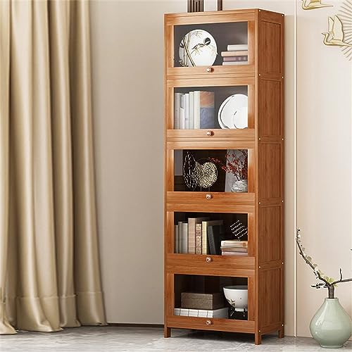 Bücherregal aus Bambus mit geschlossener Rückseite, Standard-Bücherregal, modern, mit Schränken, Regal, vom Boden bis zur Decke, für Büro, Schlafzimmer, Wohnzimmer, mehrschichtige Aufbewahrung, Natur von MESCXTY