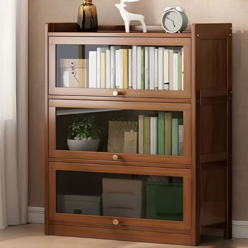 Bücherregal aus Holz, 3-stöckiges Bücherregal, moderne rechteckige Regale mit geschlossener Rückseite und Schrank für Schlafzimmer, Büro, Küche, Wohnzimmer – Braun, 80 x 30 x 106 cm (L x B x H) von MESCXTY