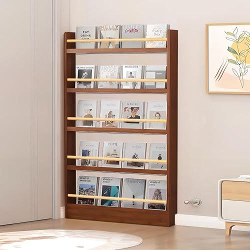 Bücherregal aus Holz mit 3/4/5/6 Ebenen hinter der Tür, hohes, schmales, bodenstehendes Bücherregal, platzsparender Aufbewahrungs-Organizer für Bücher, Schlafzimmer, Wohnzimmer, Büro, Braun 39,4 x 3, von MESCXTY