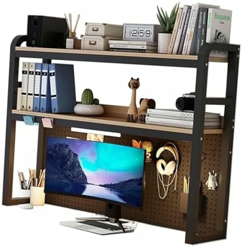 Bücherregal für den Büroschreibtisch – 2-stöckiges Schreibtisch-Bücherregal für Computerschreibtische, multifunktionales Ausstellungsregal, verstellbares Organizer-Rack, Dekoration für Büro, Zuhause, von MESCXTY