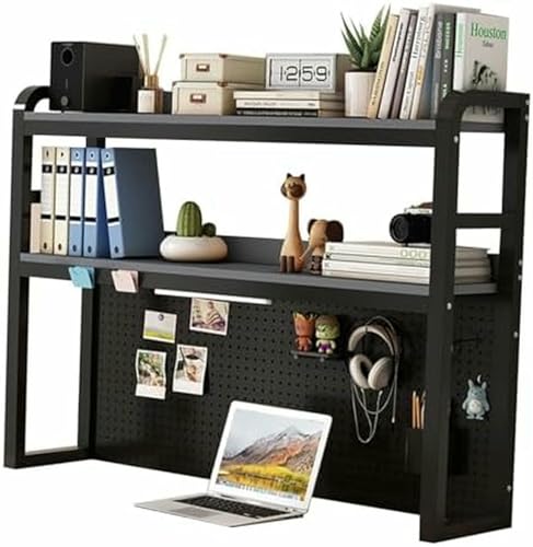 Bücherregal für den Büroschreibtisch – 2-stöckiges Schreibtisch-Bücherregal für Computerschreibtische, multifunktionales Ausstellungsregal, verstellbares Organizer-Rack, Dekoration für Büro, Zuhause, von MESCXTY