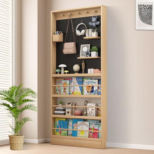Bücherregal hinter der Tür – Ultradünnes 3,94 Zoll großes Kinder-Bücherregal aus Massivholz mit verstellbaren DIY-Regalen | Platzsparender Spielzeug- und Buch-Organizer für Kinderzimmer, Schlafzimmer von MESCXTY