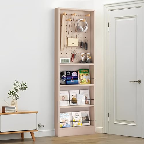 Bücherregal hinter der Tür – ultradünnes, platzsparendes 3,94 Zoll großes Bücherregal aus Holz mit Lochplatte, hohes, schmales Wandregal, kompakter Organizer für Bücher, Spielzeug, CDs und Dekoration von MESCXTY