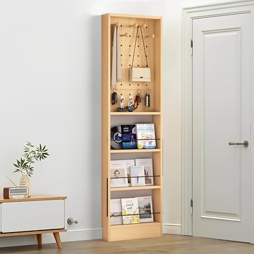 Bücherregal hinter der Tür – ultradünnes, platzsparendes 3,94 Zoll großes Bücherregal aus Holz mit Lochplatte, hohes, schmales Wandregal, kompakter Organizer für Bücher, Spielzeug, CDs und Dekoration von MESCXTY