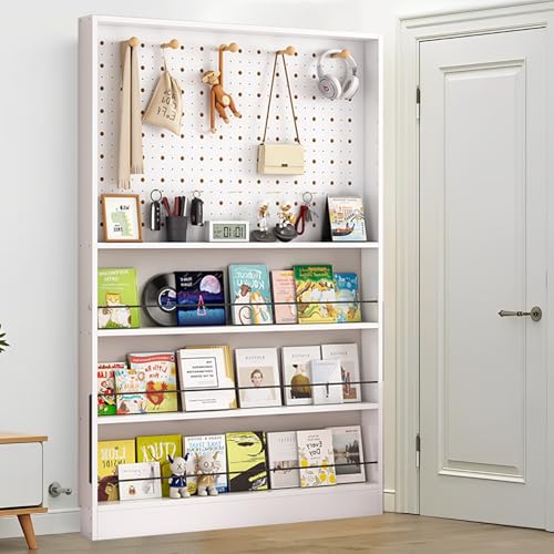 Bücherregal hinter der Tür – ultradünnes, platzsparendes 3,94 Zoll großes Bücherregal aus Holz mit Lochplatte, hohes, schmales Wandregal, kompakter Organizer für Bücher, Spielzeug, CDs und Dekoration von MESCXTY