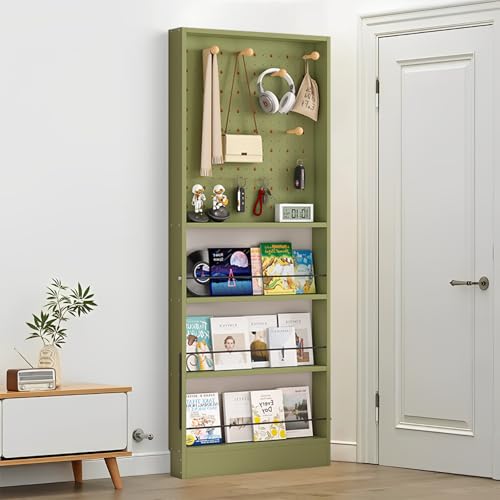 Bücherregal hinter der Tür – ultradünnes, platzsparendes 3,94 Zoll großes Bücherregal aus Holz mit Lochplatte, hohes, schmales Wandregal, kompakter Organizer für Bücher, Spielzeug, CDs und Dekoration von MESCXTY
