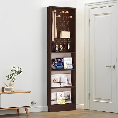 Bücherregal hinter der Tür – ultradünnes, platzsparendes 3,94 Zoll großes Bücherregal aus Holz mit Lochplatte, hohes, schmales Wandregal, kompakter Organizer für Bücher, Spielzeug, CDs und Dekoration Bücherregal hinter der Tür – ultradünnes, platzsparendes 3,94 Zoll großes Bücherregal aus Holz mit Lochplatte, hohes, schmales Wandregal, kompakter Organizer für Bücher, Spielzeug, CDs und Dekoration von MESCXTY