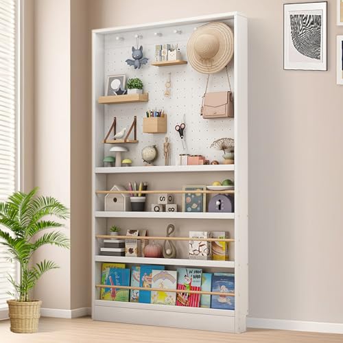 Bücherregal hinter der Tür – ultradünnes 3,94 Zoll großes Kinder-Bücherregal aus Massivholz mit verstellbaren DIY-Regalen | platzsparender Spielzeug- und Buch-Organizer für Kinderzimmer, Schlafzimmer von MESCXTY
