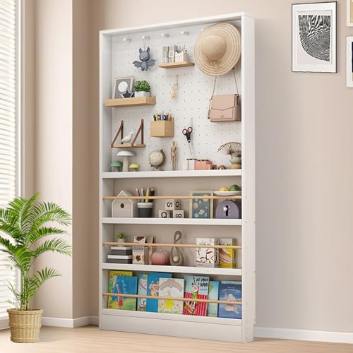 Bücherregal hinter der Tür – ultradünnes 3,94 Zoll großes Kinder-Bücherregal aus Massivholz mit verstellbaren DIY-Regalen | platzsparender Spielzeug- und Buch-Organizer für Kinderzimmer, Schlafzimmer von MESCXTY