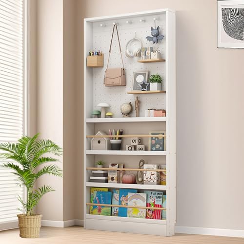 Bücherregal hinter der Tür – ultradünnes 3,94 Zoll großes Kinder-Bücherregal aus Massivholz mit verstellbaren DIY-Regalen | platzsparender Spielzeug- und Buch-Organizer für Kinderzimmer, Schlafzimmer von MESCXTY
