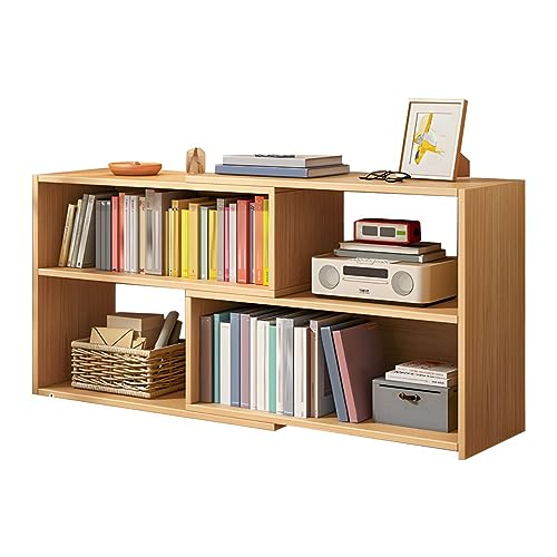 Bücherregal im modernen Stil, offene Rückseite, Bücherregal fürs Büro, einziehbar, vom Boden bis zur Decke reichender Tisch, Seitenregal, niedriger Schrank, Schließfach, Aufbewahrung, Natur, 59,1" L von MESCXTY