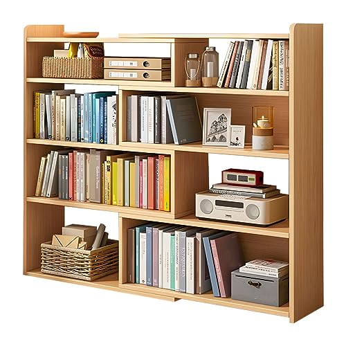 Bücherregal im modernen Stil, offene Rückseite, Bücherregal fürs Büro, einziehbar, vom Boden bis zur Decke reichender Tisch, Seitenregal, niedriger Schrank, Schließfach, Aufbewahrung, Natur, 59,1" L x von MESCXTY