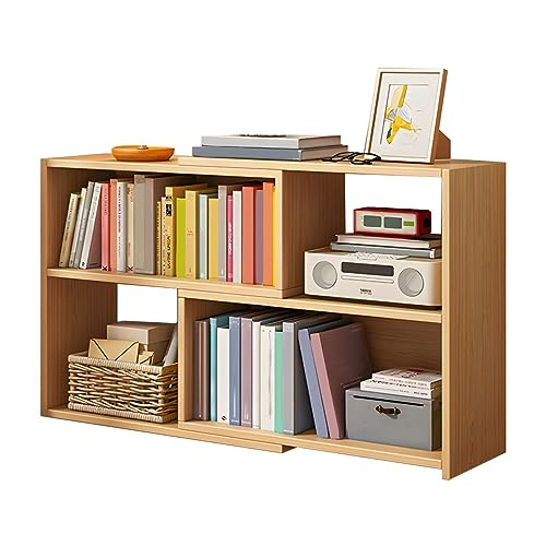 Bücherregal im modernen Stil, offene Rückseite, Bücherregal fürs Büro, einziehbar, vom Boden bis zur Decke reichender Tisch, Seitenregal, niedriger Schrank, Schließfach, Aufbewahrung, Natur, 109,4 cm von MESCXTY
