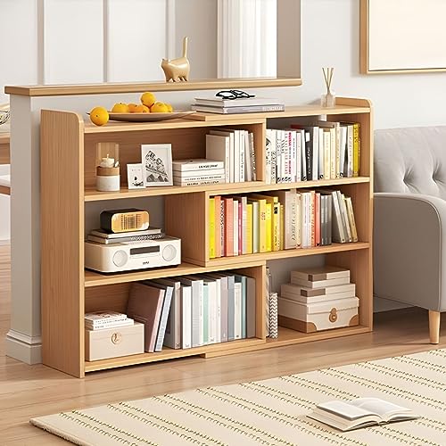 Bücherregal im modernen Stil, offene Rückseite, Bücherregal fürs Büro, einziehbar, vom Boden bis zur Decke reichender Tisch, Seitenregal, niedriger Schrank, Schließfach, Aufbewahrung, Natur, 109,4 cm von MESCXTY