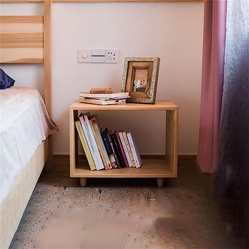 Bücherregal im modernen Stil mit offener Rückseite, Bücherregal aus Holz, Büro-Nachttisch, Mini, klein, ultraschmal, einfach, sparsam, Holzgitter, nordische Kiefer, Kaffeebraun, Natur, 45,7 cm L x 29 von MESCXTY