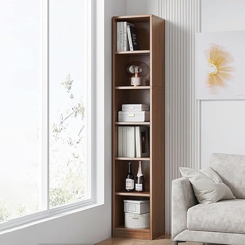 Bücherregal mit 6 Würfeln, Aufbewahrungs-Organizer aus Massivholz, moderne Vitrine, freistehend, 6 Ebenen, mit geschlossener Rückseite, Bücherregal für das Wohnzimmer, nussbraun, 30,5 cm L x 178,8 cm von MESCXTY