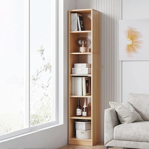 Bücherregal mit 6 Würfeln, Aufbewahrungs-Organizer aus Massivholz, moderne Vitrine, freistehend, 6 Ebenen mit geschlossener Rückseite, Bücherregal für das Wohnzimmer, Natur, 30,5 cm L x 178,8 cm H von MESCXTY