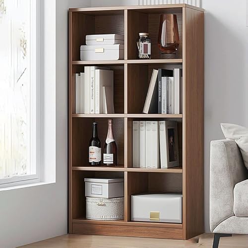 Bücherregal mit 8 Würfeln, Aufbewahrungs-Organizer aus Massivholz, moderne Vitrine, freistehend, 4 Ebenen, mit geschlossener Rückseite, Bücherregal für das Wohnzimmer, nussbraun, 59,4 cm L x 30,5 cm von MESCXTY