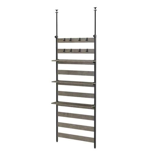 Bücherregal mit verstellbarer Höhe – platzsparender, schmaler Aufbewahrungsschrank zur Wandmontage mit Haken und Regalen für Kinderzimmer, Spielzimmer, hinter Türen (23,6/31,5 B x 6,9 T 79,1–104,7 H) von MESCXTY