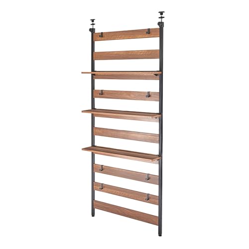 Bücherregal mit verstellbarer Höhe – platzsparender, schmaler Aufbewahrungsschrank zur Wandmontage mit Haken und Regalen für Kinderzimmer, Spielzimmer, hinter Türen (23,6/31,5 B x 6,9 T 79,1–104,7 H) von MESCXTY