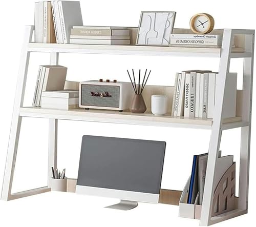 Desktop-Bücherregal für Computertische – 2-stufiges trapezförmiges Bücherregal, Mehrzweck-Organizer-Regal aus Metall für die Arbeitsplatte, für die Aufbewahrung im Büro/Wohnheim (A, 95 x 32 x Desktop-Bücherregal für Computertische – 2-stufiges trapezförmiges Bücherregal, Mehrzweck-Organizer-Regal aus Metall für die Arbeitsplatte, für die Aufbewahrung im Büro/Wohnheim (A, 95 x 32 x von MESCXTY