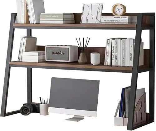 Desktop-Bücherregal für Computertische – 2-stufiges trapezförmiges Bücherregal, Mehrzweck-Organizer-Regal aus Metall für die Arbeitsplatte, für die Aufbewahrung im Büro/Wohnheim (A, 95 x 32 x Desktop-Bücherregal für Computertische – 2-stufiges trapezförmiges Bücherregal, Mehrzweck-Organizer-Regal aus Metall für die Arbeitsplatte, für die Aufbewahrung im Büro/Wohnheim (A, 95 x 32 x von MESCXTY