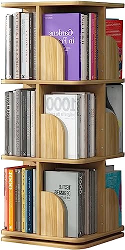 Drehbares Bücherregal, 360 ° drehbar, Bücherregal, Bilderregal, Wohnzimmer, mehrschichtiges Regal, Eckregal, stehendes Bücherregal (Größe: 40 x 40 x 100 cm, Farbe: Holz) von MESCXTY