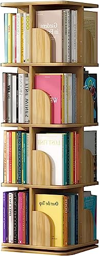 Drehbares Bücherregal, 360 ° drehbar, Bücherregal, Bilderregal, Wohnzimmer, mehrschichtiges Regal, Eckregal, stehendes Bücherregal (Größe: 40 x 40 x 132 cm, Farbe: Holz) von MESCXTY