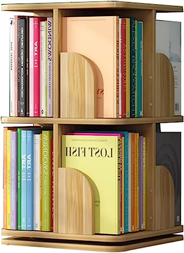 Drehbares Bücherregal, 360 ° drehbar, Bücherregal, Bilderregal, Wohnzimmer, mehrschichtiges Regal, Eckregal, stehendes Bücherregal (Größe: 40 x 40 x 69 cm, Farbe: Holz) von MESCXTY