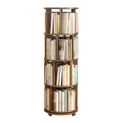 Drehbares Bücherregal, Eckregal aus Bambus, Medienaufbewahrung, drehbarer, bodenstehender Aufbewahrungsorganisator, Wohnzimmer, Schlafzimmer, 360-Grad-Aufbewahrung, A, 4 Ebenen, 17,3 x 17,3 x 52,5 Zo von MESCXTY