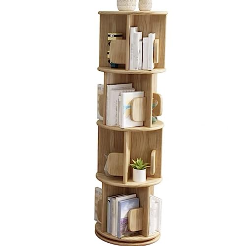 Geometrisches Bücherregal aus Gummiholz, modernes drehbares Bücherregal, 360° drehbar, für Landung, Schlafzimmer, Arbeitszimmer, Eckregal, kreatives Schreibtisch-Präsentationsregal, Holz, 15,7" L x 5 von MESCXTY